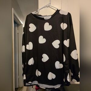 BiBi Black Top with White Hearts